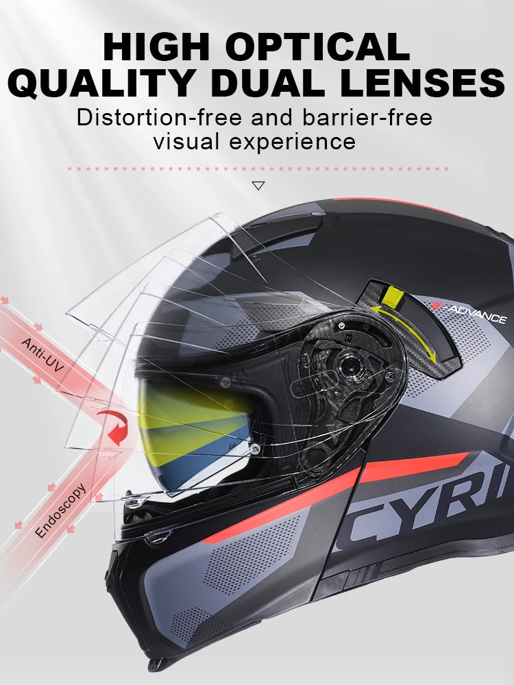 Motorcycle Helmet Dual Visor Modular Flip Up Full Face Helmet for Adult Men and Women DOT ECE Approved Moto Helemt AH121