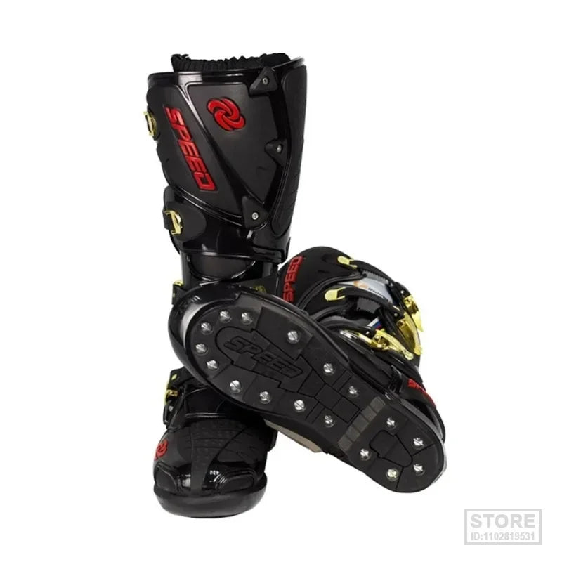 Motorcycle Boots Leather Speed Motorcycle Long Shoes Off-road Motocross Motorbike Boots Motorcycle Shoes Botas Motocross Boots