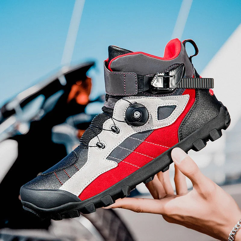 Casual Motorcycle Boots Men Women Knight Outdoor Riding Anti-slip Four Seasons Sneakers Shoes Bicycle Mountain Racing Road Speed