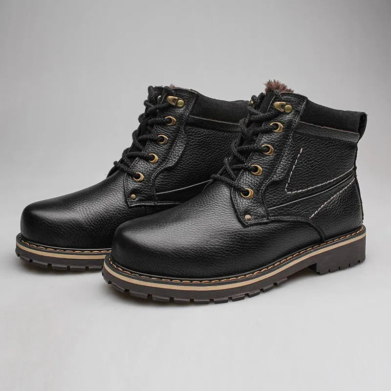 38~50 Genuine Leather Men's Boots 2023 Non-Slip Warm Comfortable High Quality Vintage Motorcycle Men Winter Ankle Boots #8988
