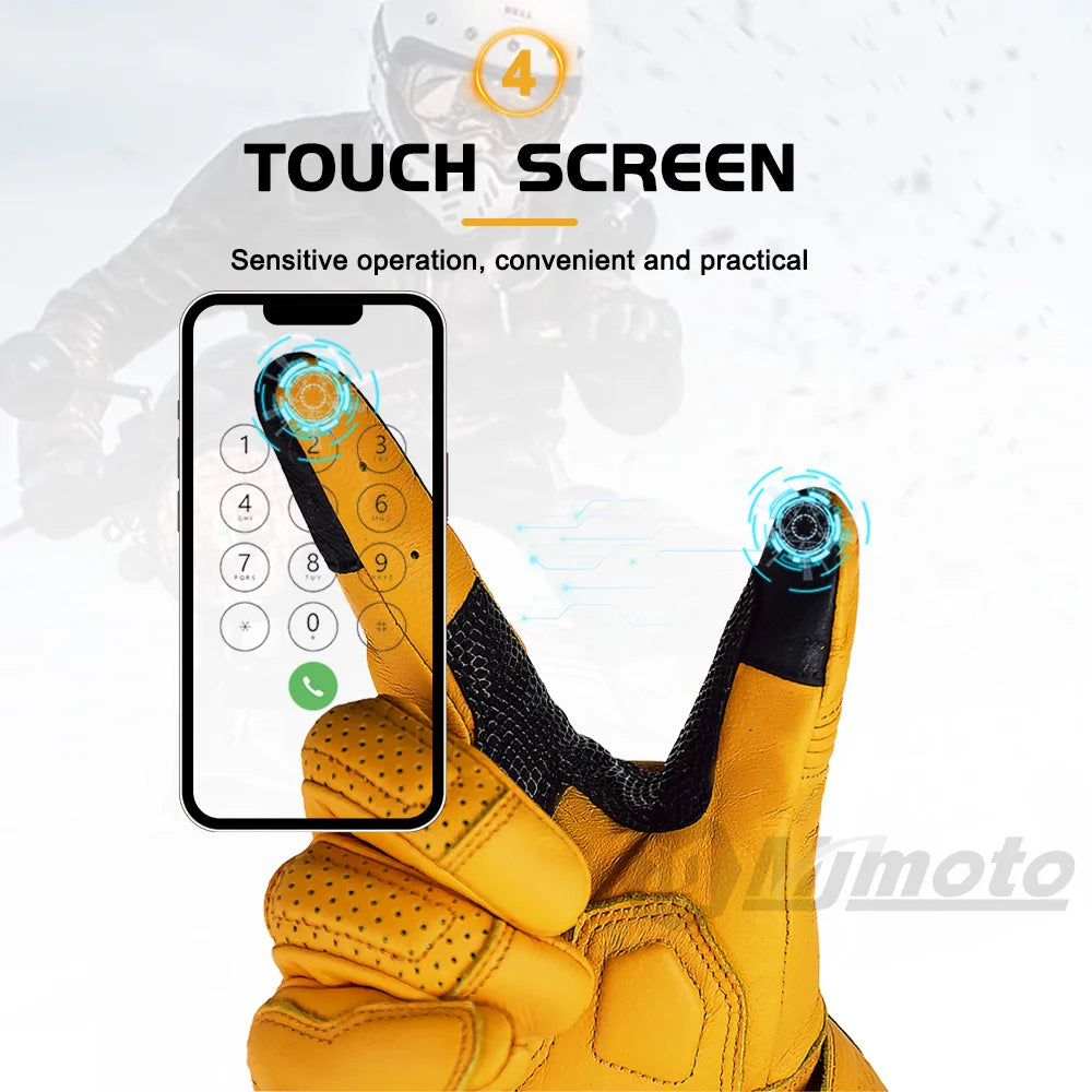 2024 New Suomy Retro Motorcycle Gloves Racing Genuine Leather Motorbike Road Riding Glove Men Women