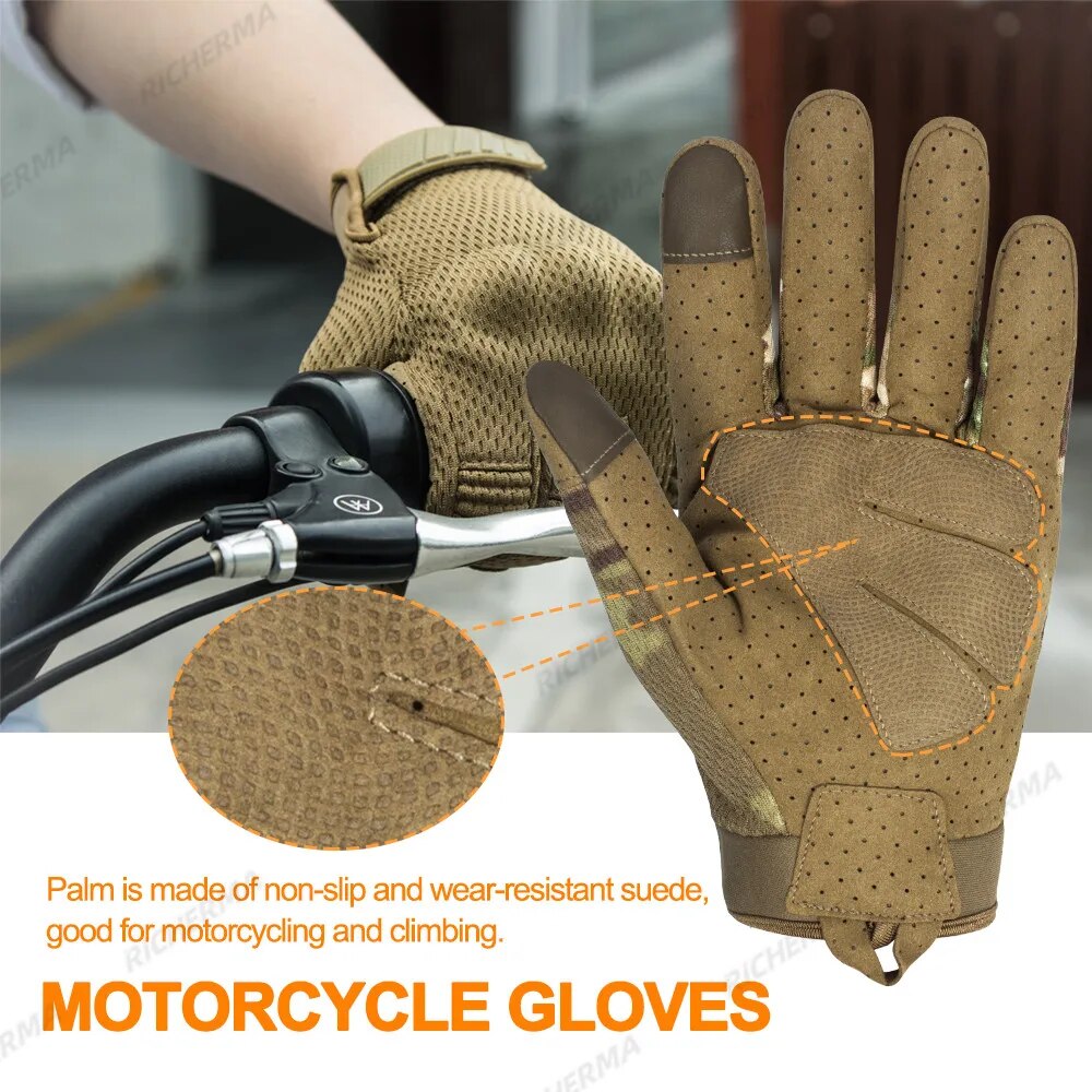 Summer Motorcycle Gloves Breathable Touch Screen Motorbike Biker Riding Protective Gear Anti-skid Tactical Gloves Men Women