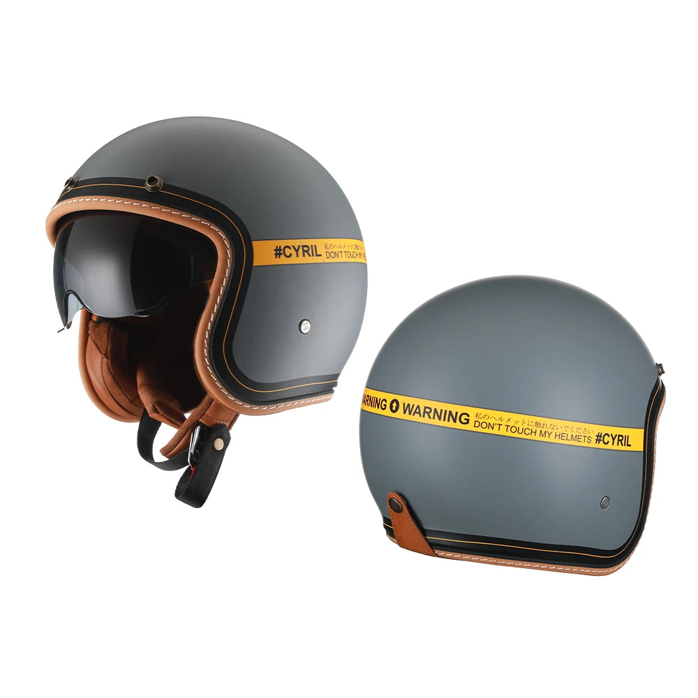 Retro 3/4 Open Face Motorcycle Helmet CYRIL B206 Lightweight Adult Vantage Jet Helmet for Men Women DOT ECE Approved