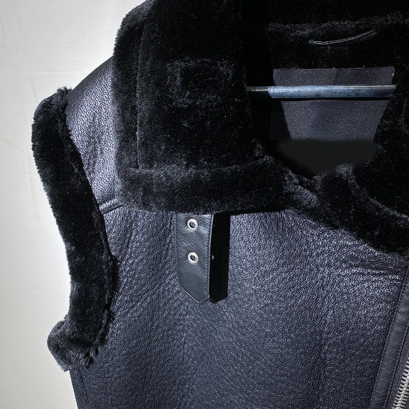 Fitaylor New Autumn Winter Moto Biker Loose Sleeveless Jacket Women Streetwear Lapel Thick Warm Faux Leather Fur Vest with Belt