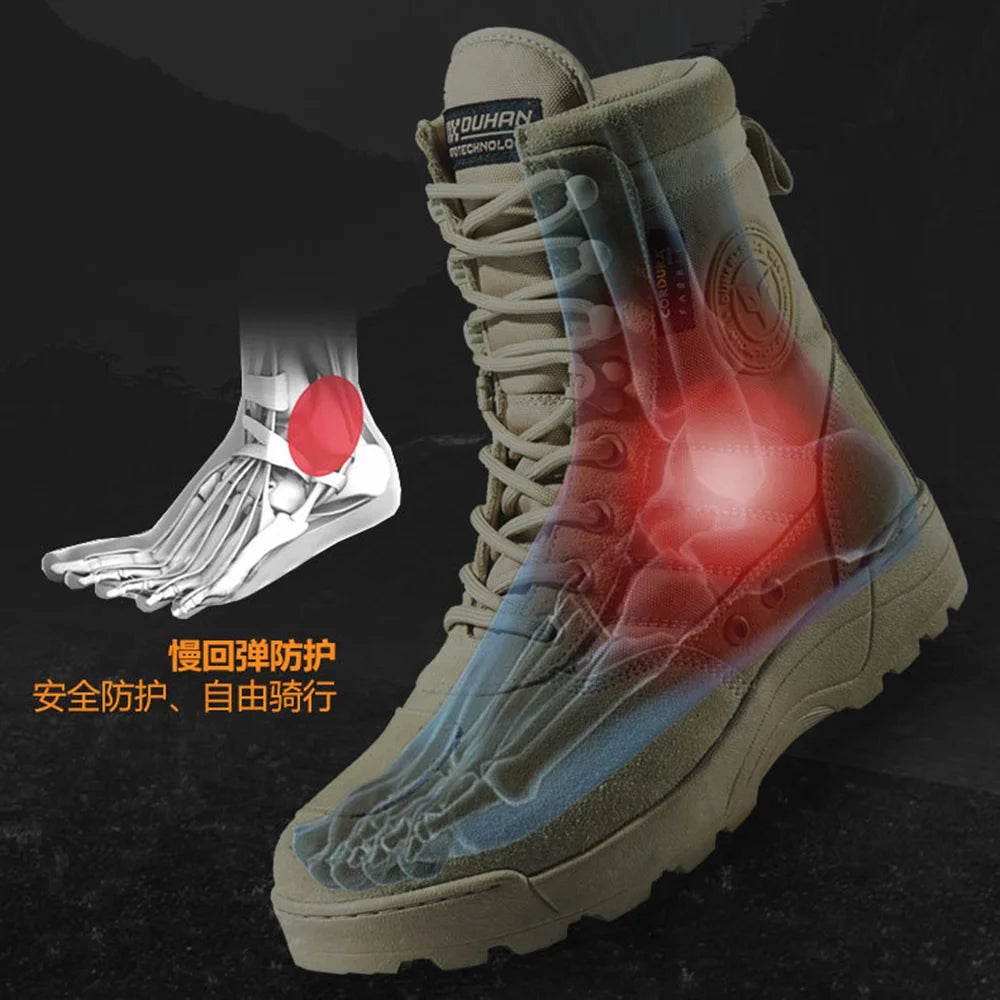 DUHAN Motorcycle Boots Racing Shoes Breathable Motocross Tactics Boots Wear Resistant Shockproof Men Women Motorcycle Shoes