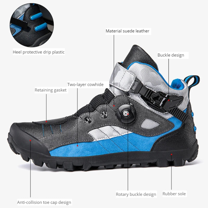 Casual Motorcycle Boots Men Women Knight Outdoor Riding Anti-slip Four Seasons Sneakers Shoes Bicycle Mountain Racing Road Speed