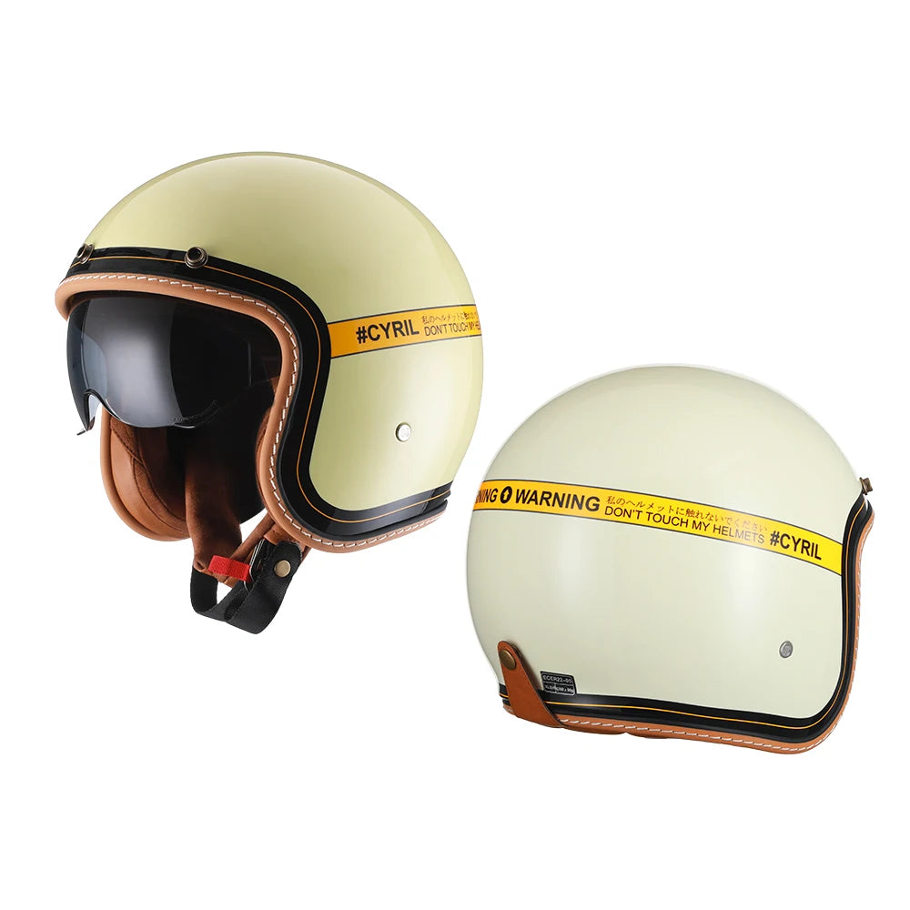 Retro 3/4 Open Face Motorcycle Helmet CYRIL B206 Lightweight Adult Vantage Jet Helmet for Men Women DOT ECE Approved