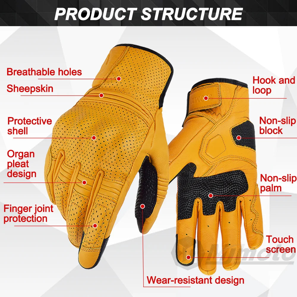 2024 New Suomy Retro Motorcycle Gloves Racing Genuine Leather Motorbike Road Riding Glove Men Women
