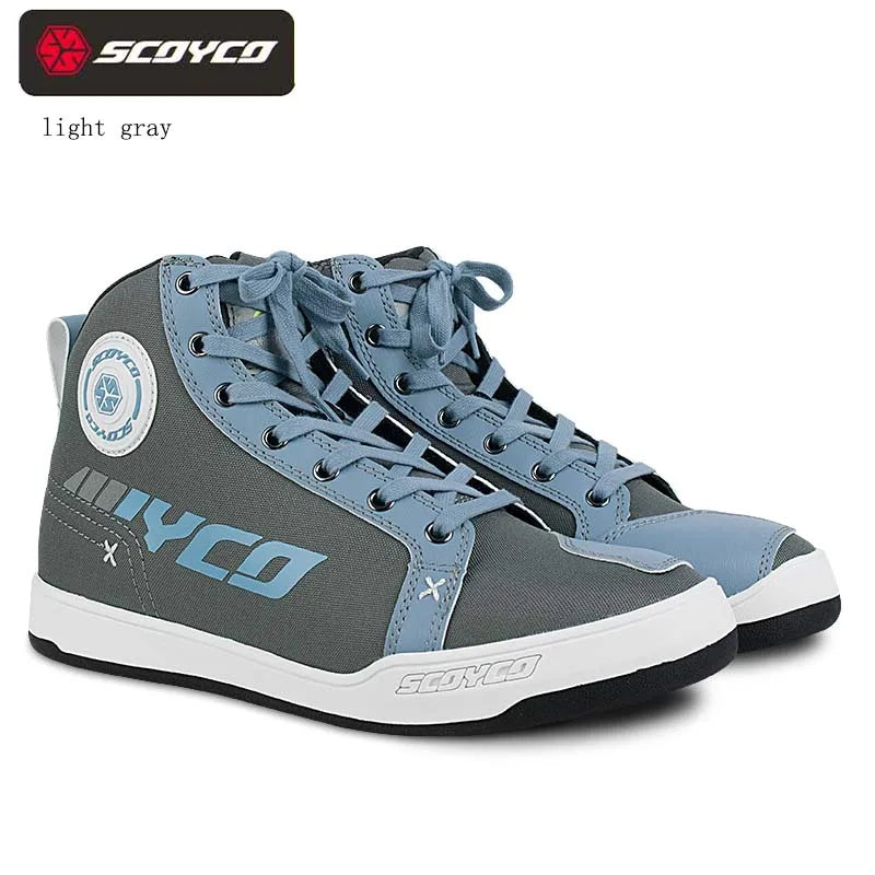 Men's Motorcycle Boots SCOYCO Wearproof linen Motocross Shoes Anti-skid Motorcyclist Boots Zipper closure Quick wear off