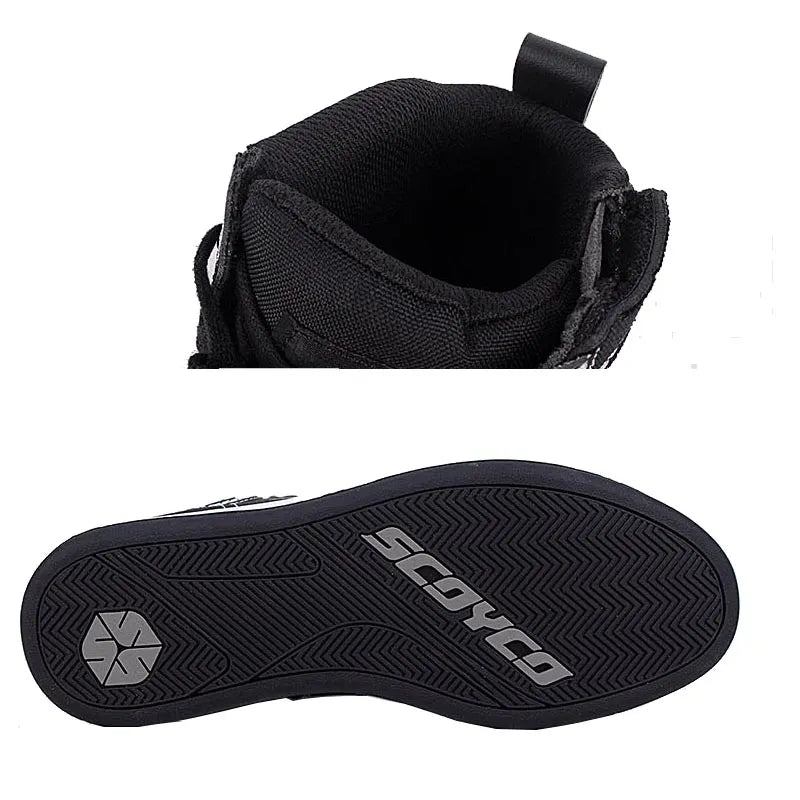 Men's Motorcycle Boots SCOYCO Wearproof linen Motocross Shoes Anti-skid Motorcyclist Boots Zipper closure Quick wear off