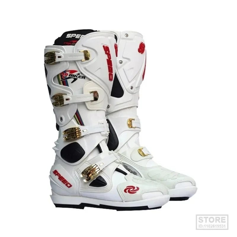Motorcycle Boots Leather Speed Motorcycle Long Shoes Off-road Motocross Motorbike Boots Motorcycle Shoes Botas Motocross Boots