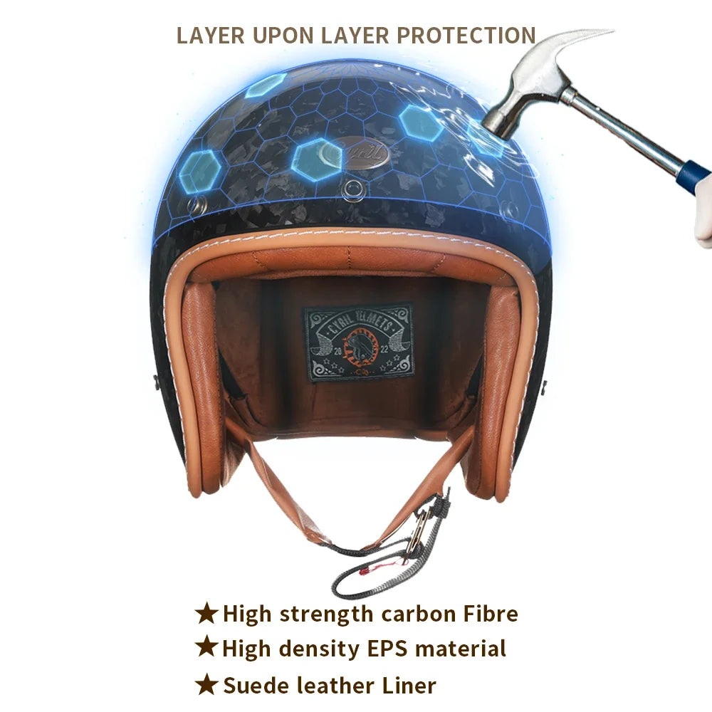 Carbon Fiber Lightweight Open Face Motorcycle Helmet Vantage Jet Helmet DOT ECE Approved for Men Women Capacetes De Moto