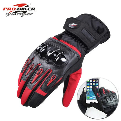 Free Ship Motorcycle Gloves Racing Waterproof Windproof Winter Warm Leather Cycling Bicycle Cold Guantes Luvas Motor Glove