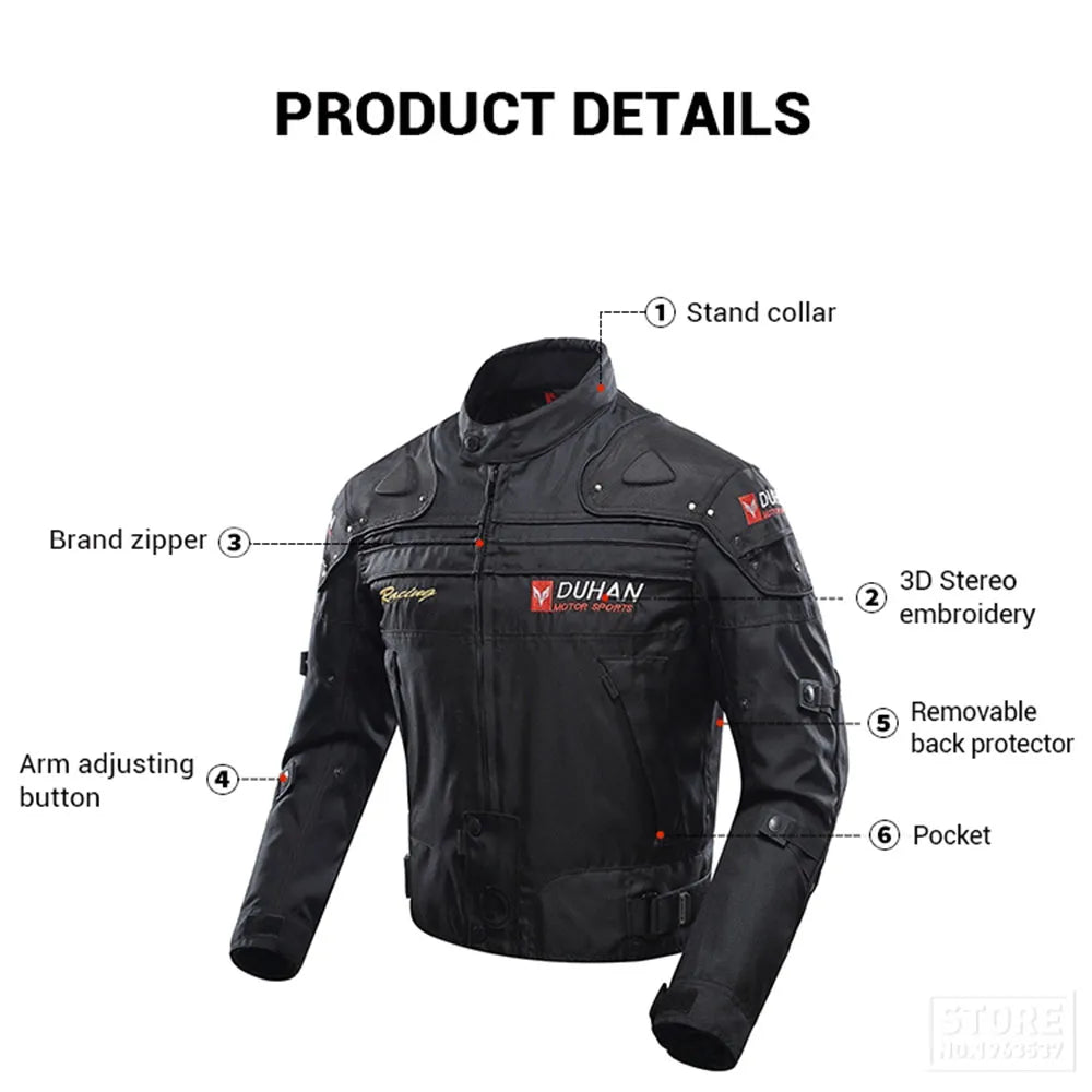 DUHAN Windproof Motocross Jacket Motorcycle Pants Men Motorcycle Jacket Wear-resistant Body Armor Moto Clothing For Winter