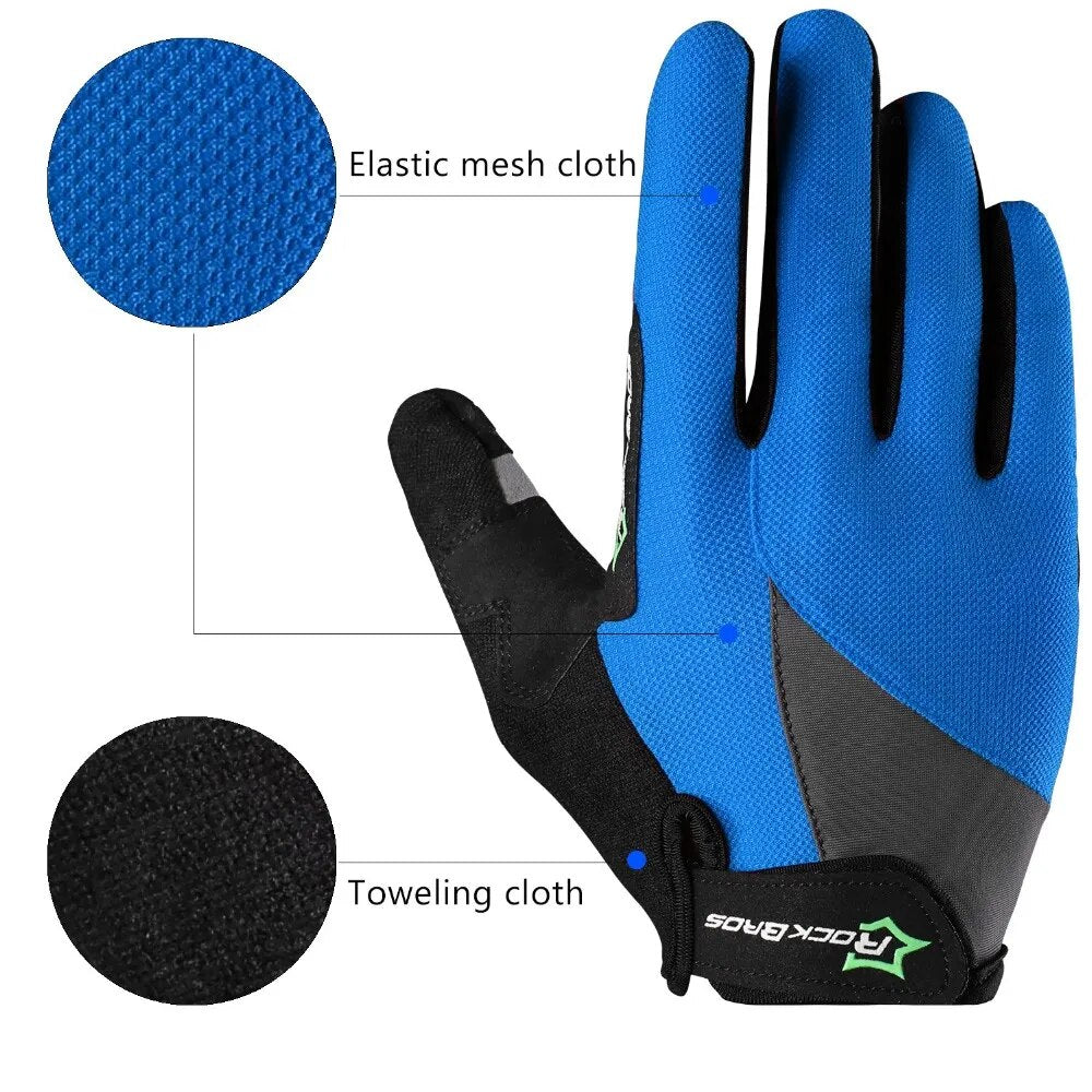 ROCKBROS Cycling Gloves Sponge Pad Long Finger Motorcycle Gloves For Bicycle Mountain Bike Glove Touch Screen MTB Gloves