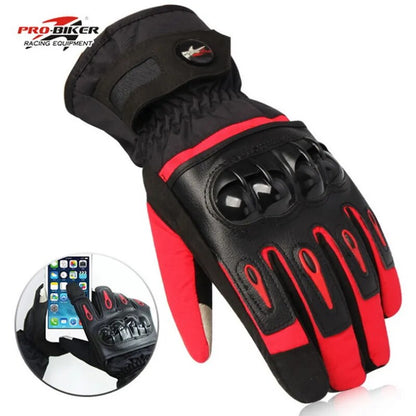 Free Ship Motorcycle Gloves Racing Waterproof Windproof Winter Warm Leather Cycling Bicycle Cold Guantes Luvas Motor Glove