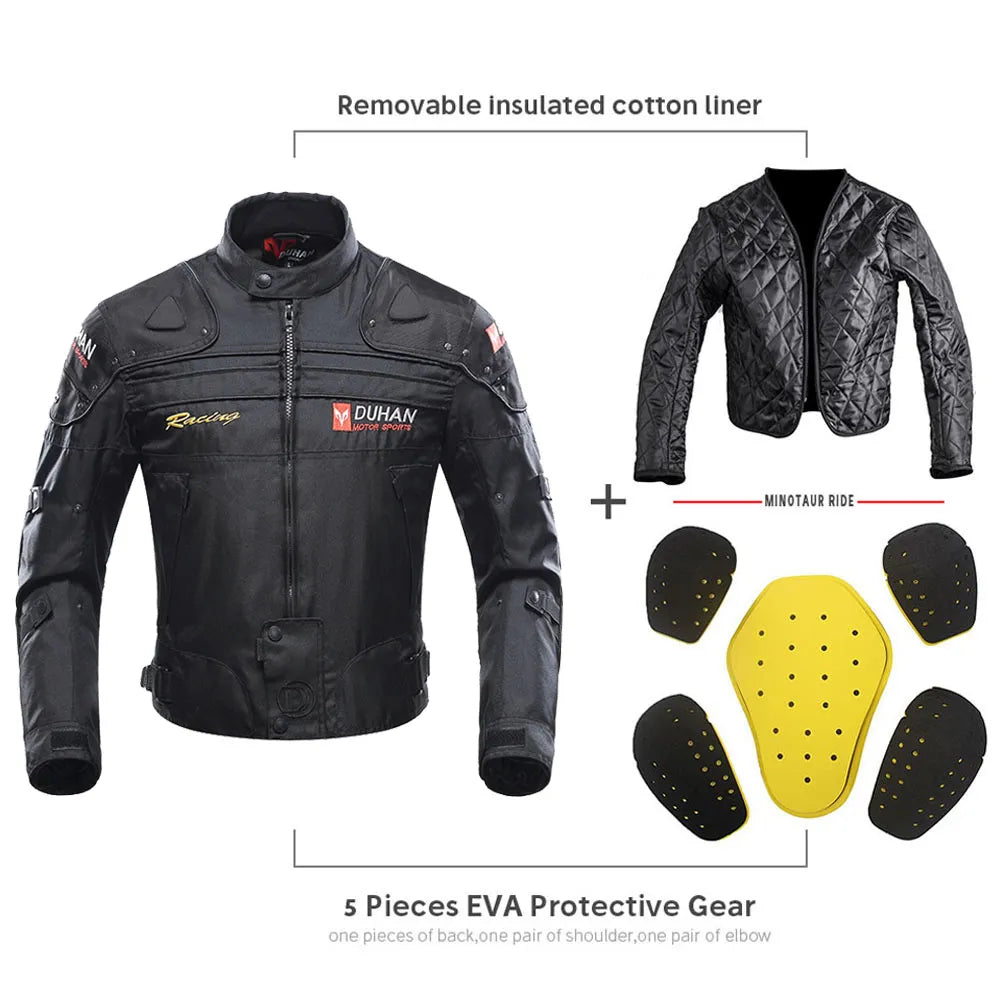 DUHAN Windproof Motocross Jacket Motorcycle Pants Men Motorcycle Jacket Wear-resistant Body Armor Moto Clothing For Winter