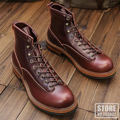 New Arrival! Vintage Motorcycle Boots Casual Men Ankle Boots Cowhide Leather Shoes Wedge Tooling Desert Boots Motorcycle Shoes