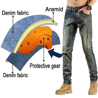 Hithotwin Kevlar protectio Motorcycle riding jeans South Korea Pants retro Japan Men Moto Protection Jeans Racing Sports Aramid