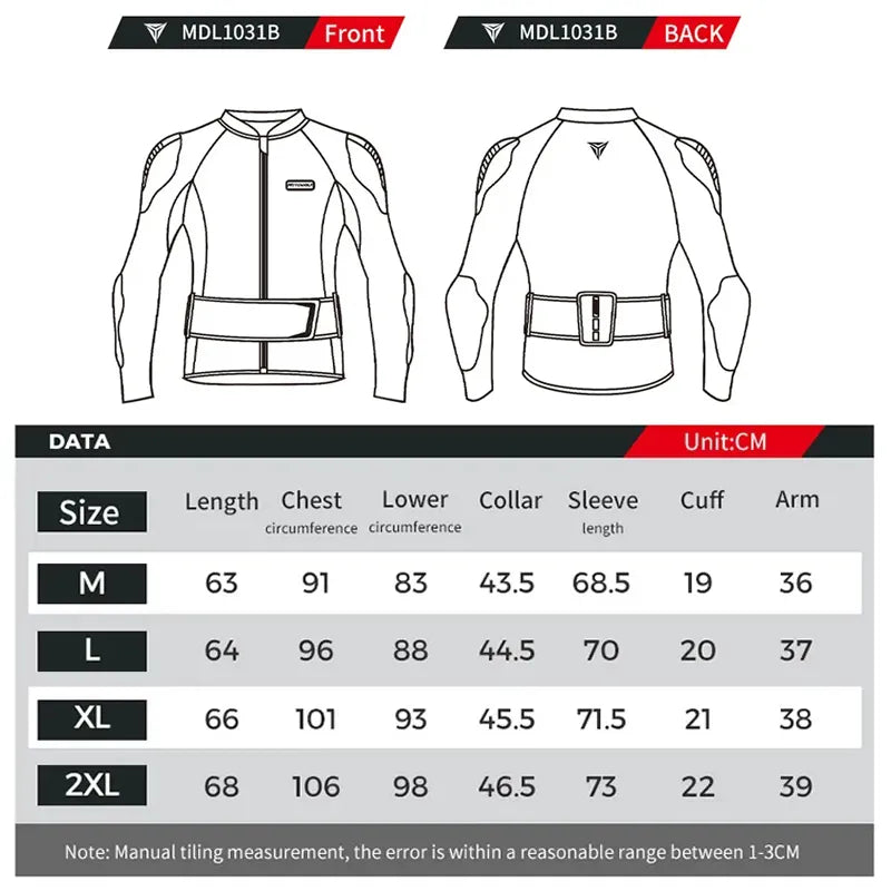 Motorcycle Soft Armor Moto Jacket Motocross Riding Protective Gear Chest Shoulder Protection CE Certification