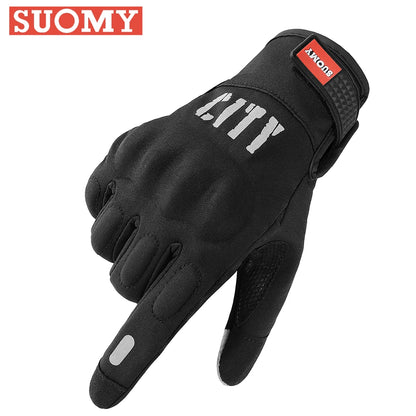 Suomy Black City Winter Gloves Two-finger Touchscreen Waterproof Short Motorcycle Gloves Racing Motocross/Motorbike Glove Riders