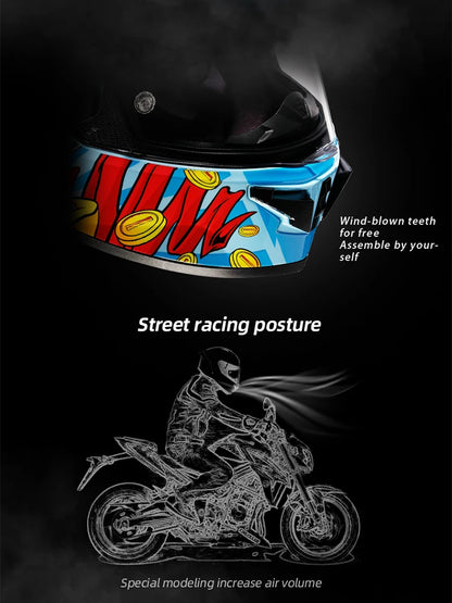 Cyril Full Face Helmet Motorcycle DOT Certified Safety Comfortable Breathable Sun Visor Racing Sports Helmets