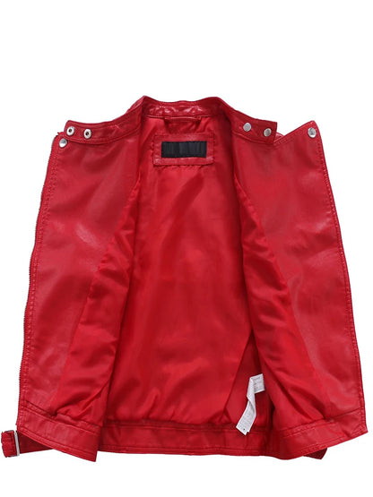 Fitaylor 2022 Spring Faux Red Leather Vest Jacket Women Casual Sleeveless Coat Streetwear Style Sashes Moto Biker Zipper Outwear