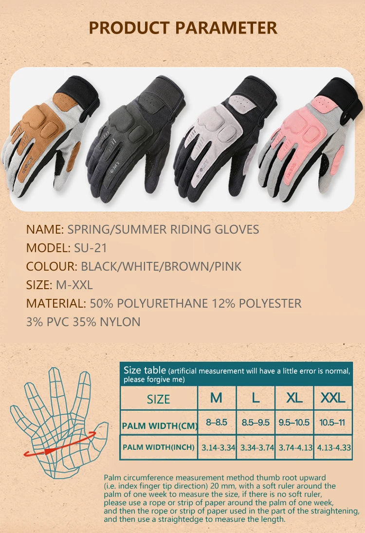 Suomy Summer Vintage Motorcycle Gloves Breathable Motocross Racing Glove Motorbike Bicycle Cycling Glove Knuckle Protection Pink