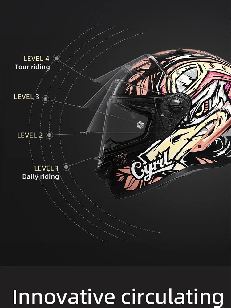 Cyril Full Face Helmet Motorcycle DOT Certified Safety Comfortable Breathable Sun Visor Racing Sports Helmets