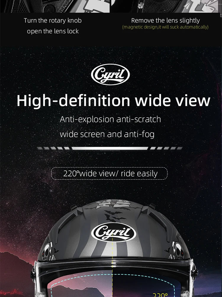 Cyril Full Face Helmet Motorcycle DOT Certified Safety Comfortable Breathable Sun Visor Racing Sports Helmets