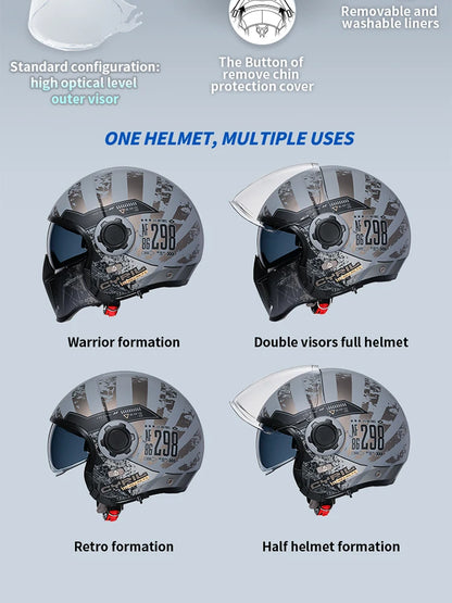 Cyril Full Face Open Face Motorbike Helmet DOT Certificates Men Women Safety Retro Combinable Motorcycle Helmets Capacetes