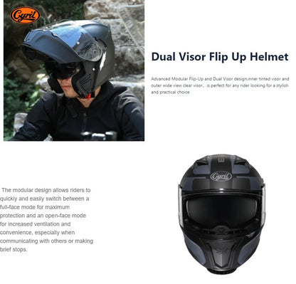 Motorcycle Helmet Dual Visor Modular Flip up Full Face Helmet for Adult Men and Women DOT ECE Approved