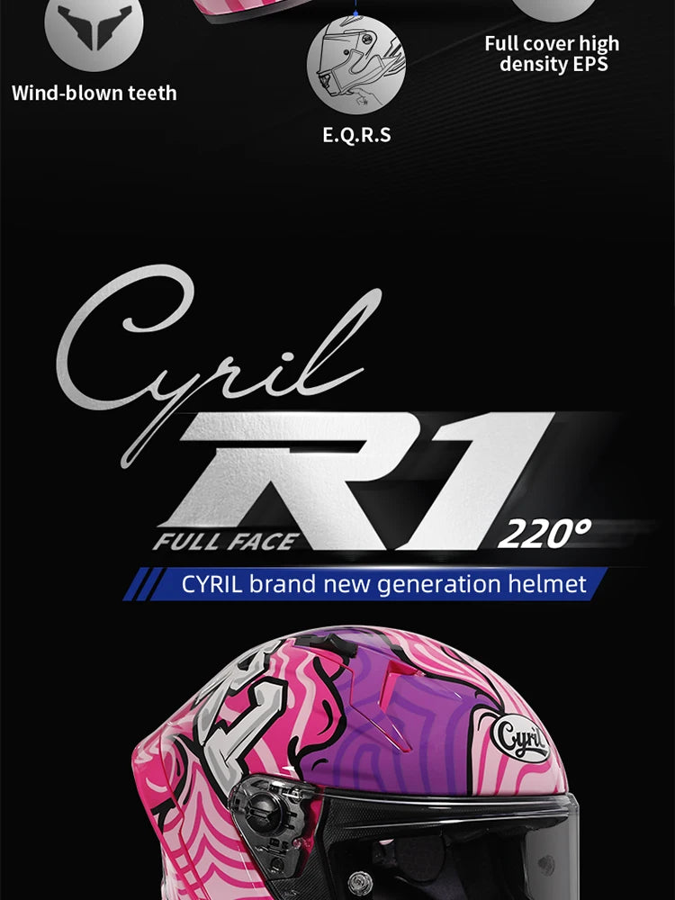 Cyril Full Face Helmet Motorcycle DOT Certified Safety Comfortable Breathable Sun Visor Racing Sports Helmets