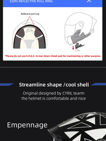 Cyril Full Face Helmet Motorcycle DOT Certified Safety Comfortable Breathable Sun Visor Racing Sports Helmets