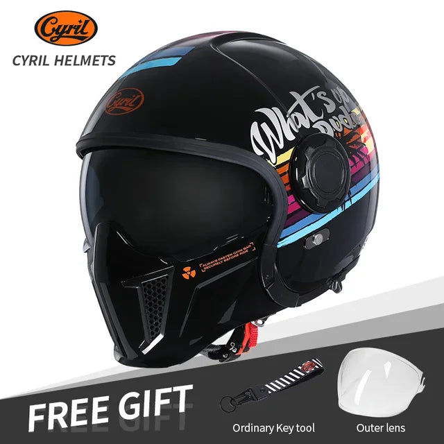 Cyril Full Face Open Face Motorbike Helmet DOT Certificates Men Women Safety Retro Combinable Motorcycle Helmets Capacetes