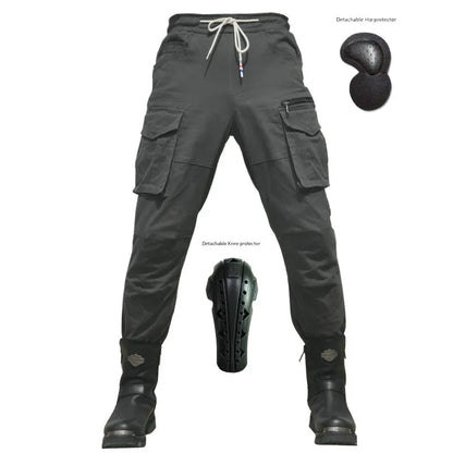 VOLERO's New Motorcycle Riding Pants Jeans Casual Multi-Pocket Small Foot Belt Protection Wear-Resistant Men and Women Racing