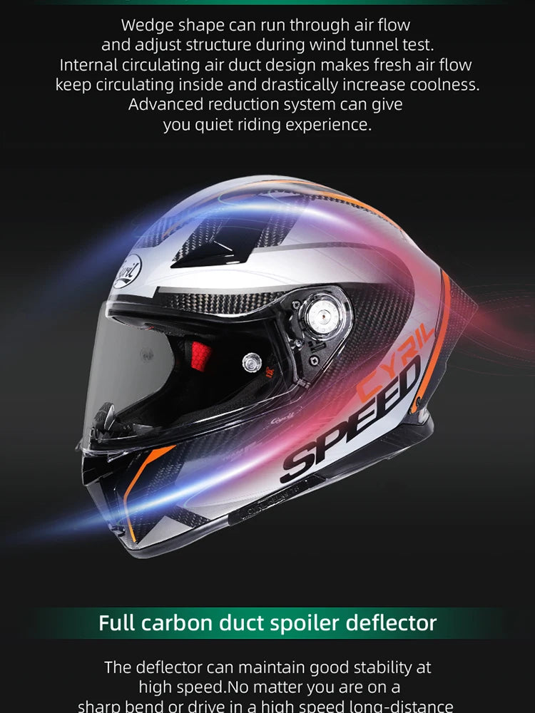 Cyril Carbon Fiber Motorcycle Helmet Four Seasons DOT Certified Safety Removeable Unisex Cool Full Face Motobike Casco Helmets