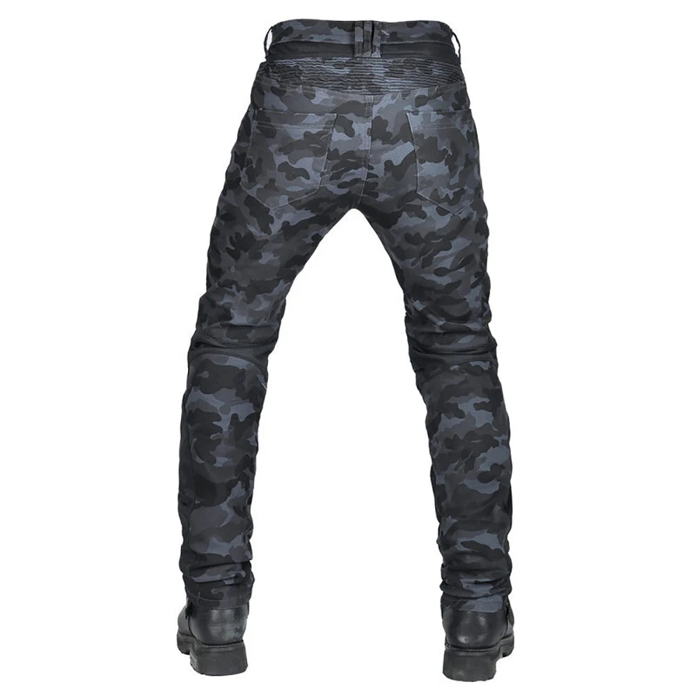 VOLERO Retro Motocross Pants Multi Pocket Camouflage Motorcycle Pants Windproof Moto Cargo Pants Removable Protective Gear