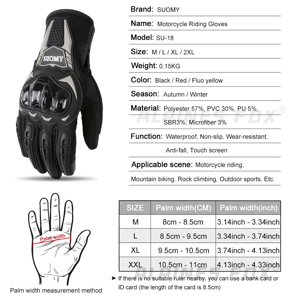 Suomy Winter Waterproof Guantes Moto Motorcycle Gloves Men Women Autumn Motocross Biker Glove Touch Screen Cycling Luvas M-XXL