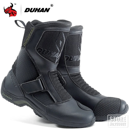 DUHAN Motorcycle Boots Men Botas Moto Superfiber Motorcycle Road Racing Shoe Moto Motocross Boots Bota Casual Street Boots