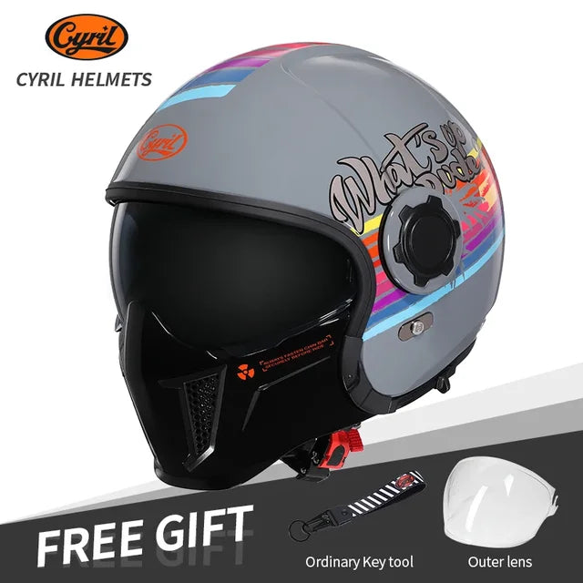 Cyril Full Face Open Face Motorbike Helmet DOT Certificates Men Women Safety Retro Combinable Motorcycle Helmets Capacetes