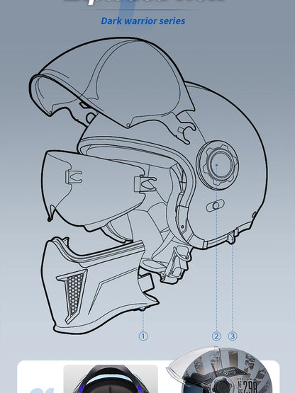 Cyril Full Face Open Face Motorbike Helmet DOT Certificates Men Women Safety Retro Combinable Motorcycle Helmets Capacetes