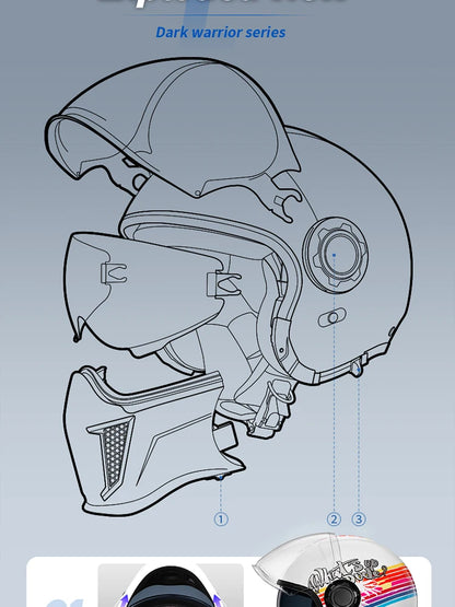 Cyril Full Face Open Face Motorbike Helmet DOT Certificates Men Women Safety Retro Combinable Motorcycle Helmets Capacetes