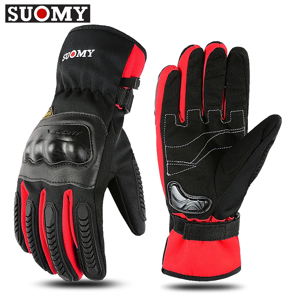 SUOMY Motorcycle Gloves Warm Winter Bike Gloves Waterproof Protective Guantes Moto Touchscreen Motorbike Riding Snowmobile Glove