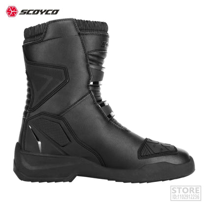 Scoyco Waterproof Leather Brown Motorcycle Boots Men Women Retro Bike Boots Anti-slip Cafe Racer Shoes Riding Protective Gear