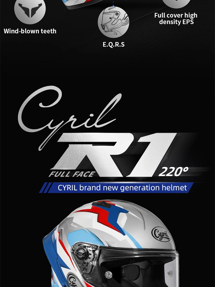 Cyril Full Face Helmet Motorcycle DOT Certified Safety Comfortable Breathable Sun Visor Racing Sports Helmets