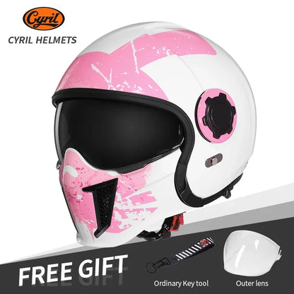 Cyril Full Face Open Face Motorbike Helmet DOT Certificates Men Women Safety Retro Combinable Motorcycle Helmets Capacetes