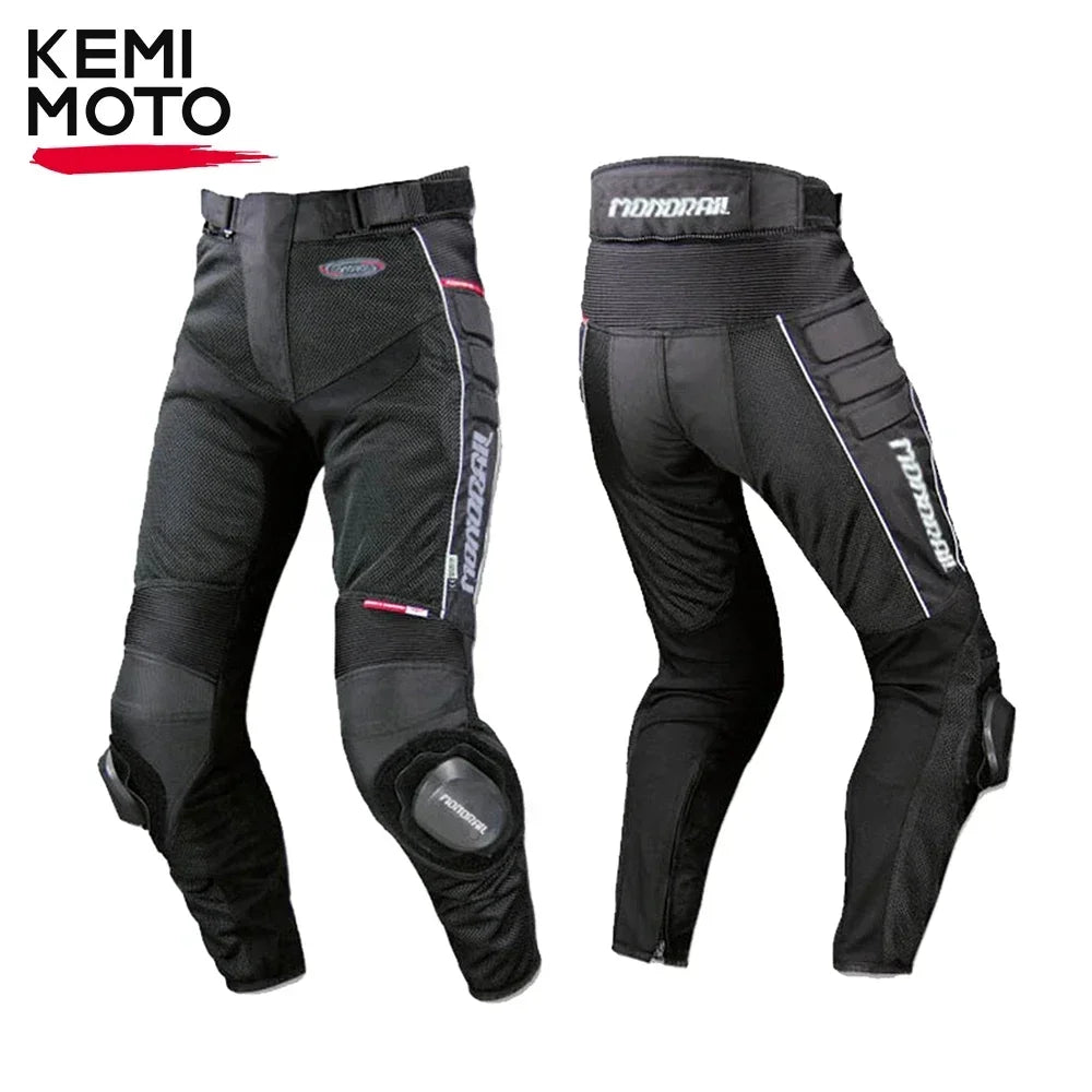 Motorcycle Pants Men Motorbike Riding Trousers Motorcyclist Summer Mesh Breathable Racing Protective Knee Sliders Built-in Armor