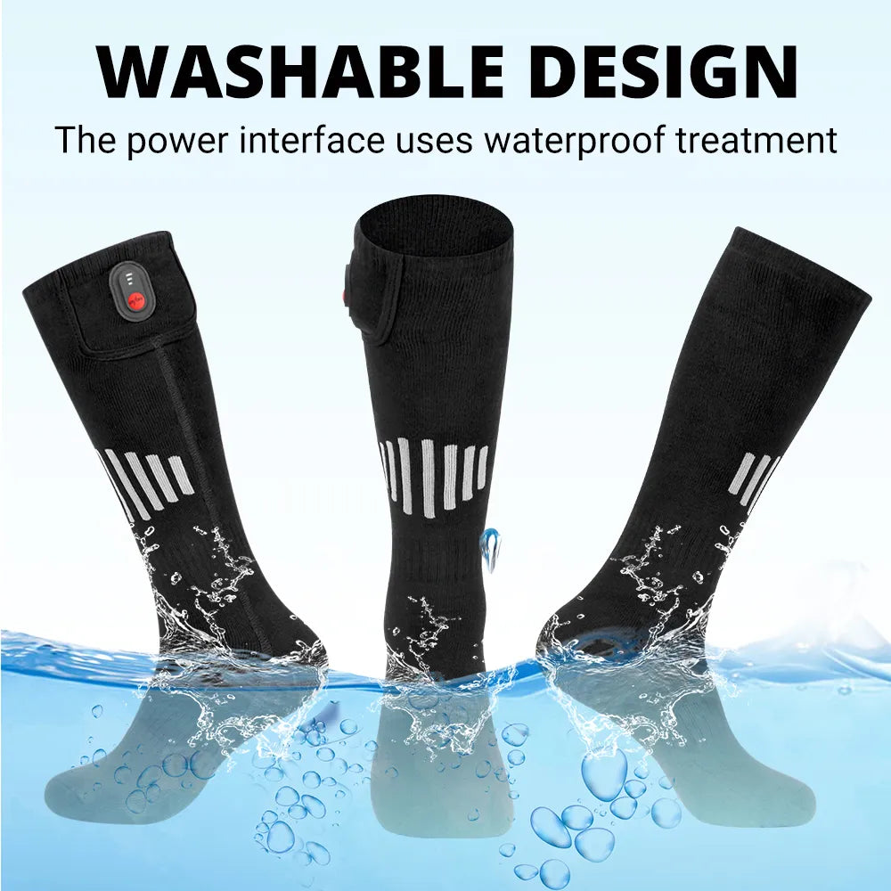 65℃ Heated Socks Winter Motorcycle Outdoor Heated Boots Warmth 5000mAh USB Rechargeable Heating Socks Snowmobile Skiing Sock