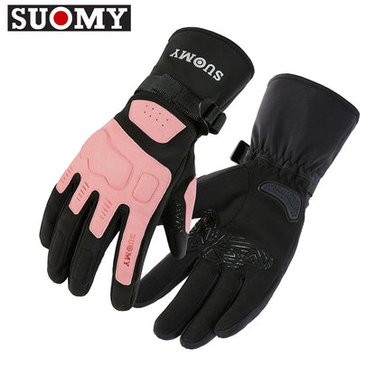 SUOMY Motorcycle Gloves 100% Waterproof Windproof Winter Warm Lady Pink Riding Racing Snow Motocross Gloves Long Moto Glove New